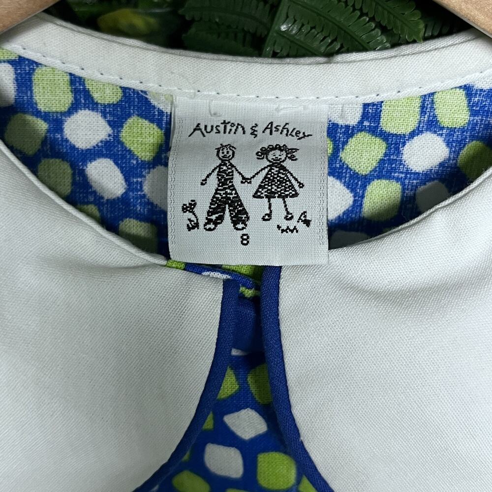 VTG AUSTIN & ASHLEY Dress Blue 8 Button Collared Dotted Frog Embroidered 2673 - Picture 4 of 6